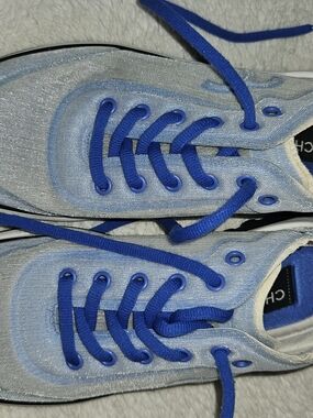 CHANEL Light Blue and Royal Blue Lace-Up Sneakers